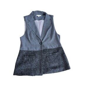 CABI GRAY OVER THE MOON WOMENS VEST STYLE #518 SIZE M Twee Preppy